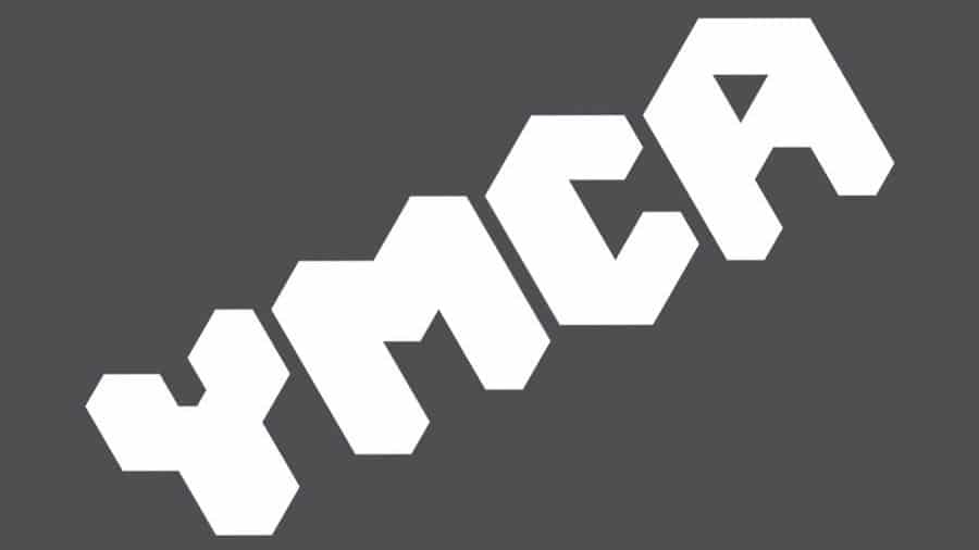 YMCA grey and white logo, diagonal